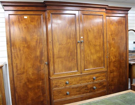 A Victorian mahogany breakfront wardrobe, W.288cm D.65cm H.230cm